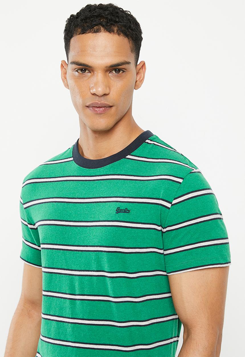 Superdry. - Vintage stripe tee - alpine green marl stripe