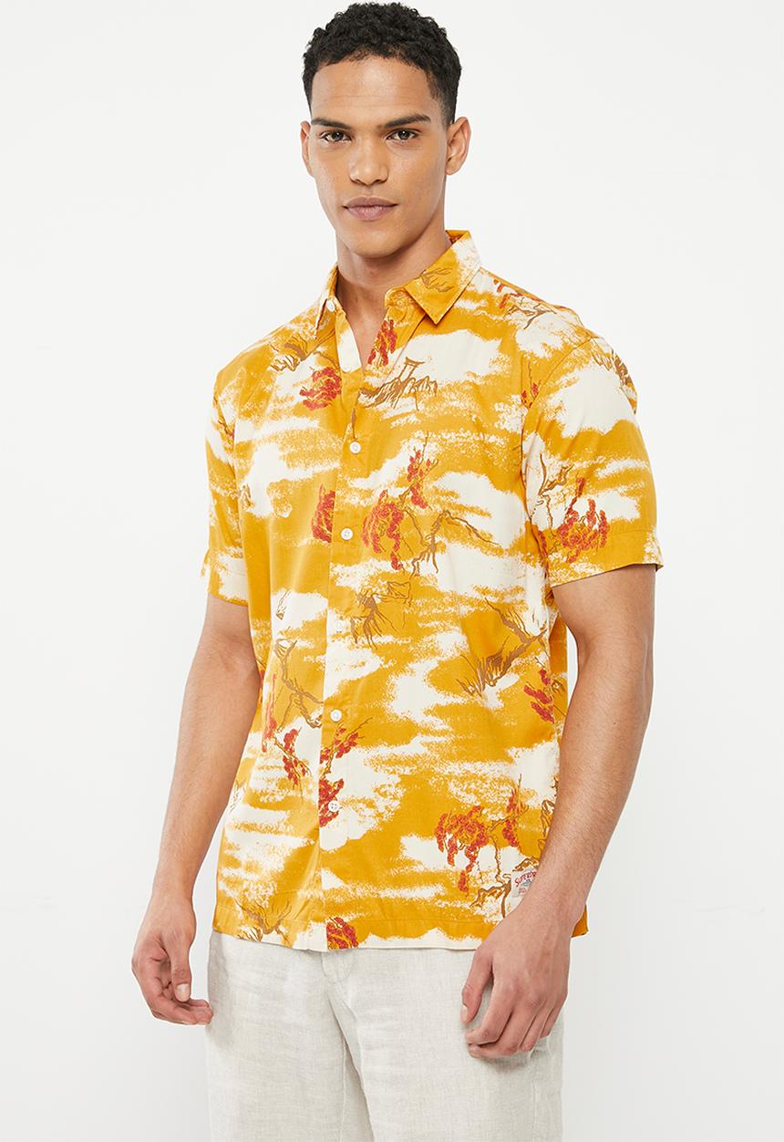 Superdry. - Vintage hawaiian s/s shirt - yellow clouds