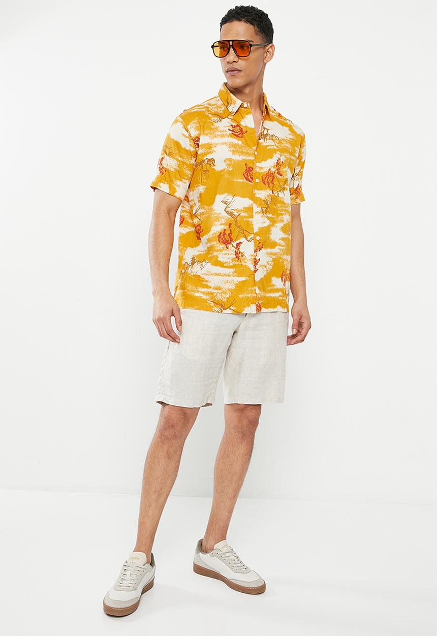 Superdry. - Vintage hawaiian s/s shirt - yellow clouds