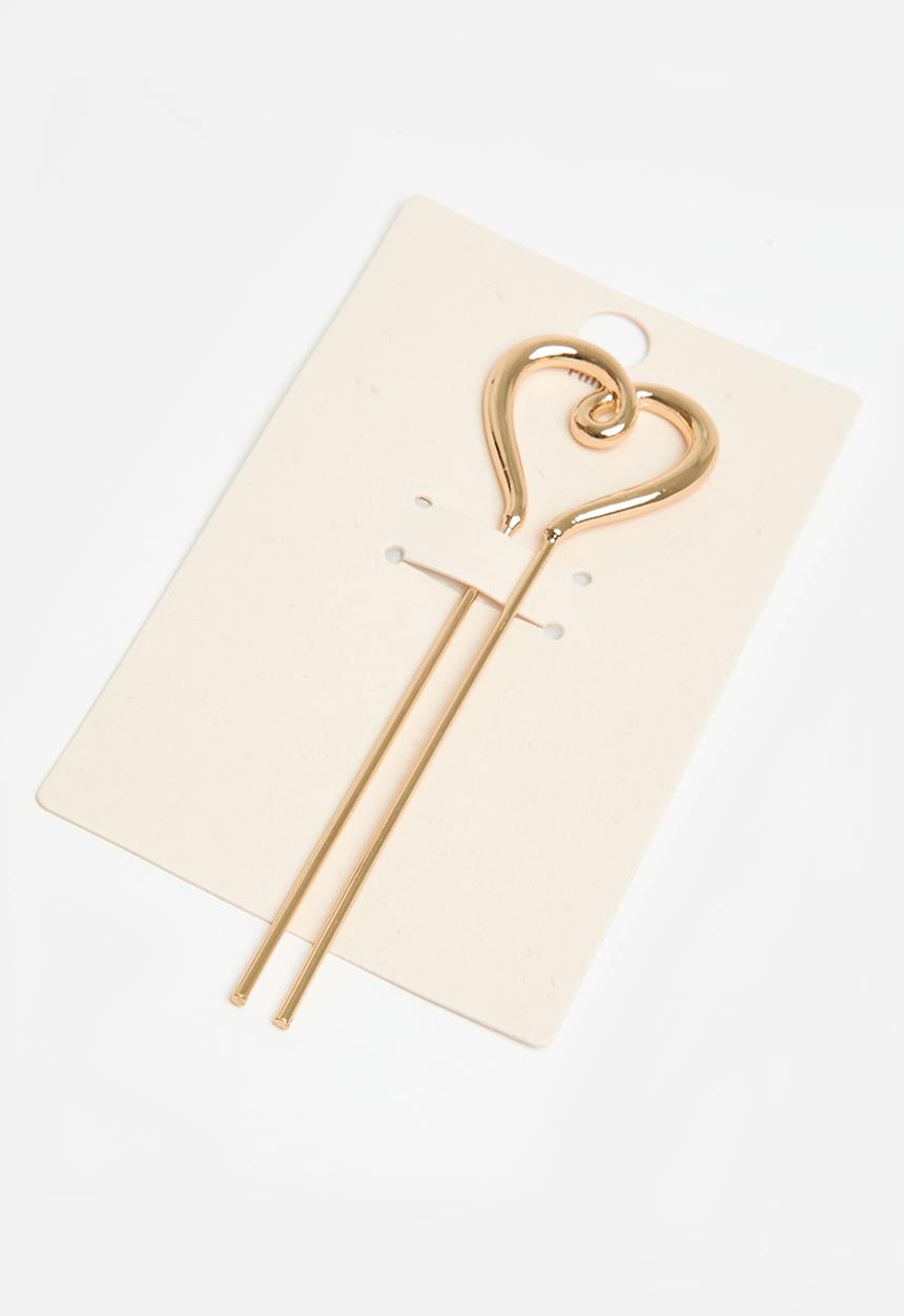Rubi - Harlow hair fork - gold heart