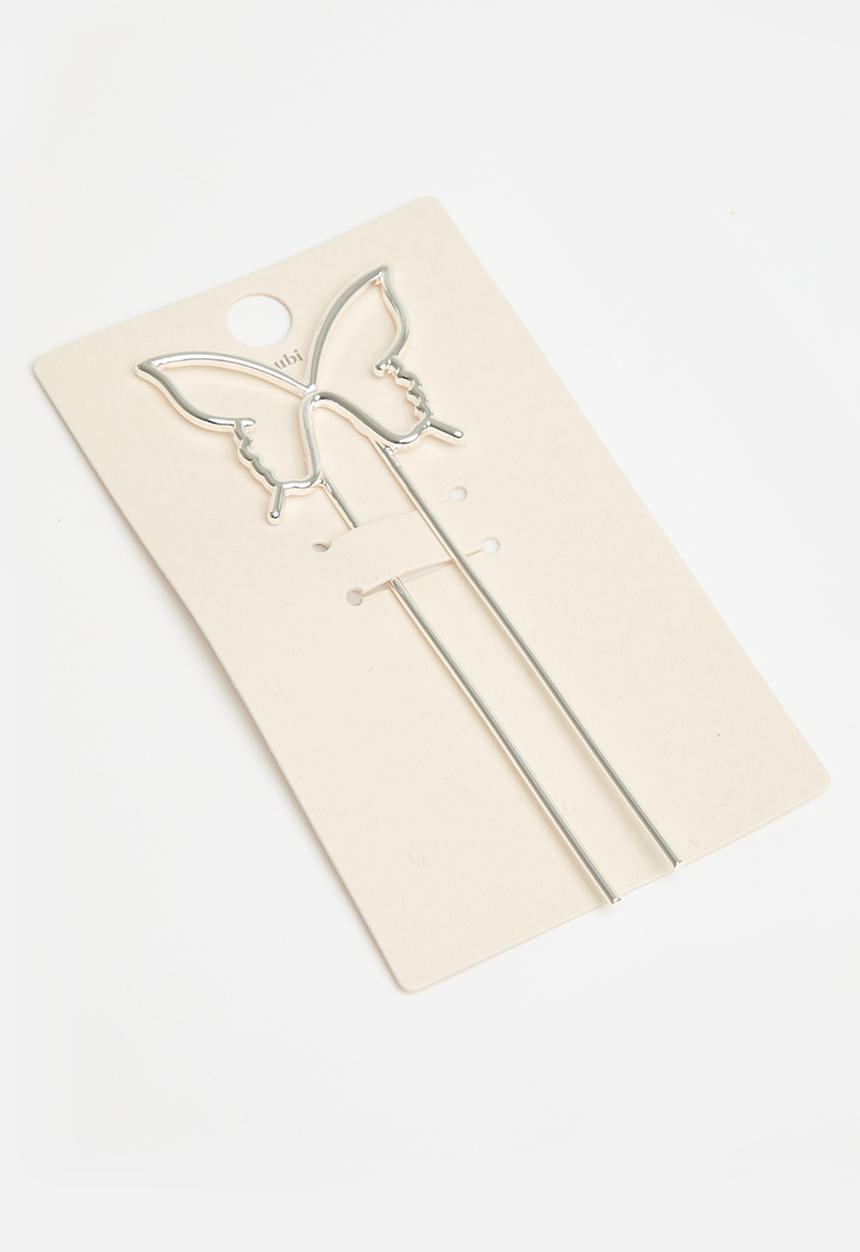 Rubi - Harlow hair fork - silver butterfly