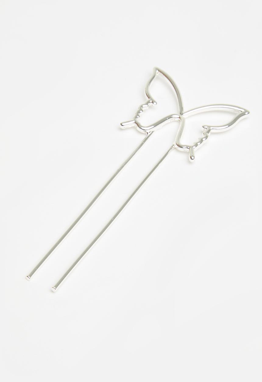 Rubi - Harlow hair fork - silver butterfly