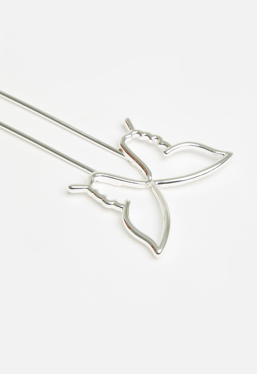 Rubi - Harlow hair fork - silver butterfly