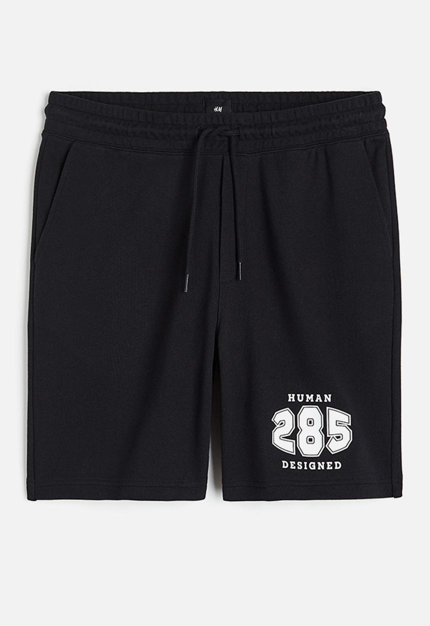 H&M - Relaxed fit printed sweatshorts - black 