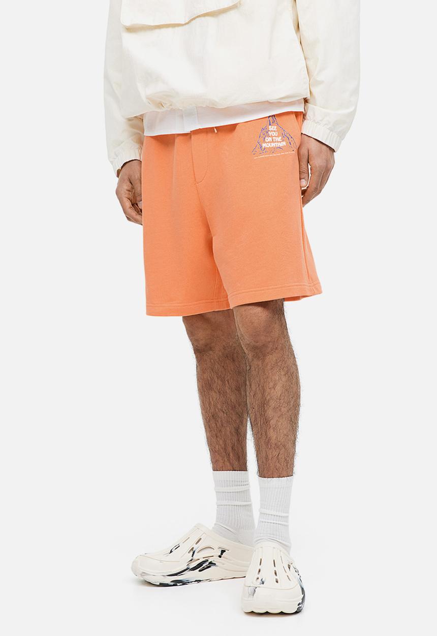 H&M - Relaxed fit printed sweatshorts - orange mountain