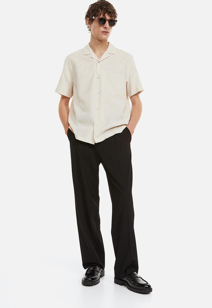 H&M - Regular fit linen-blend shirt - light beige