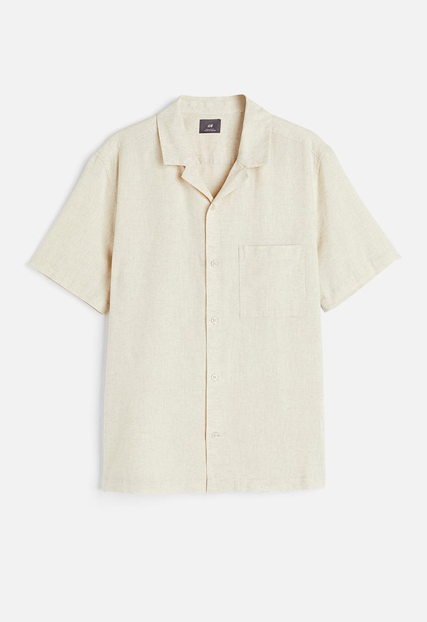 H&M - Regular fit linen-blend shirt - light beige