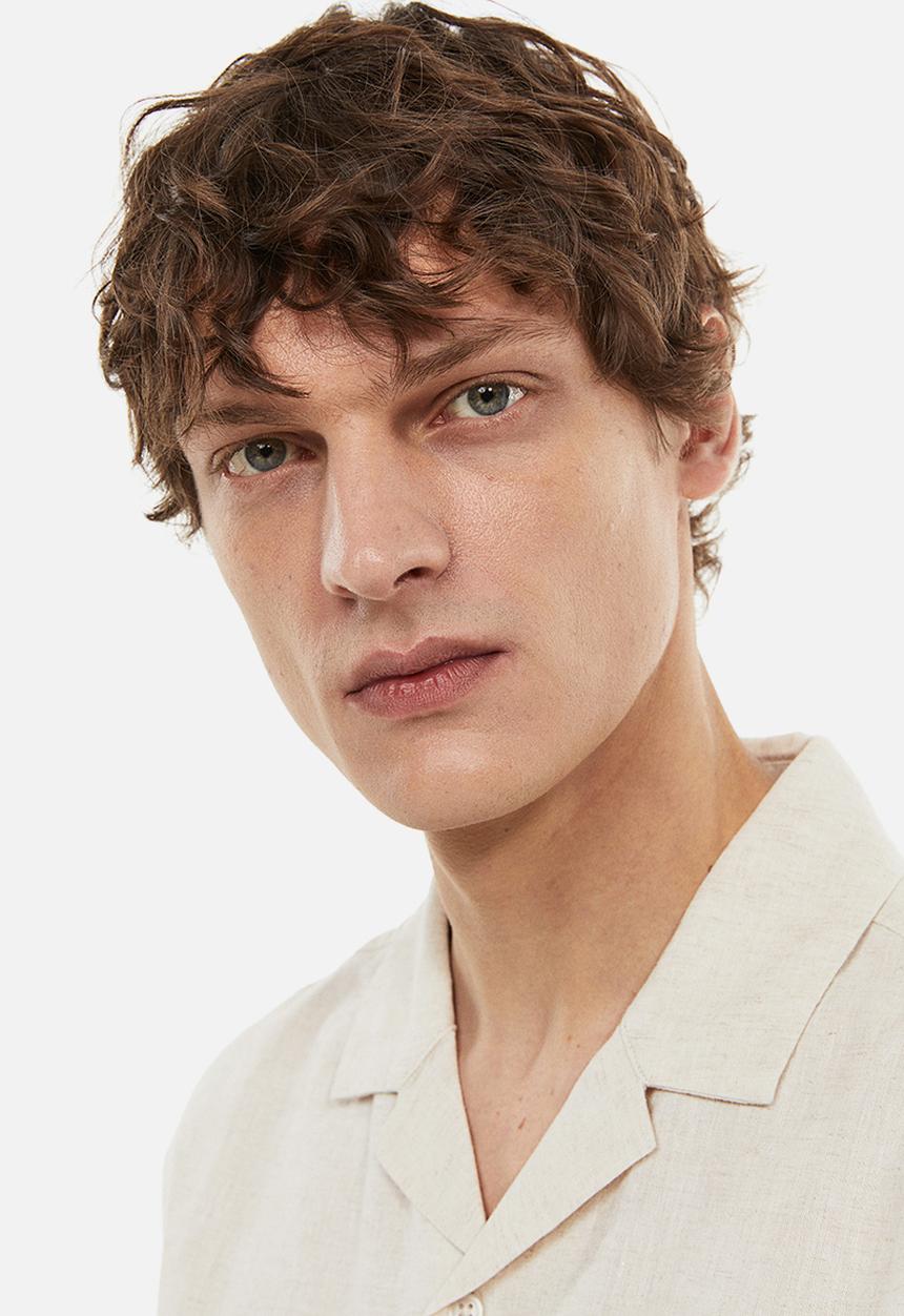 H&M - Regular fit linen-blend shirt - light beige