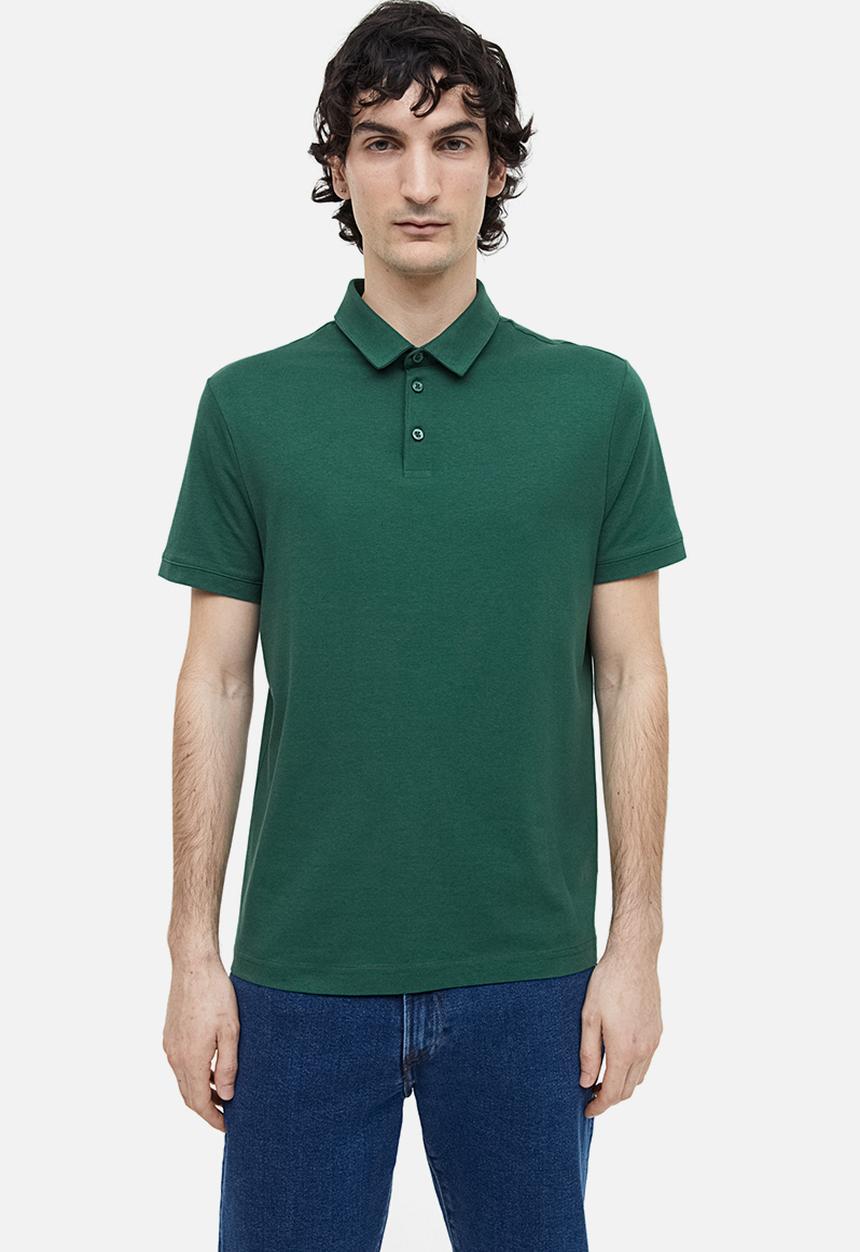 H&M - Slim fit polo shirt - dark green 
