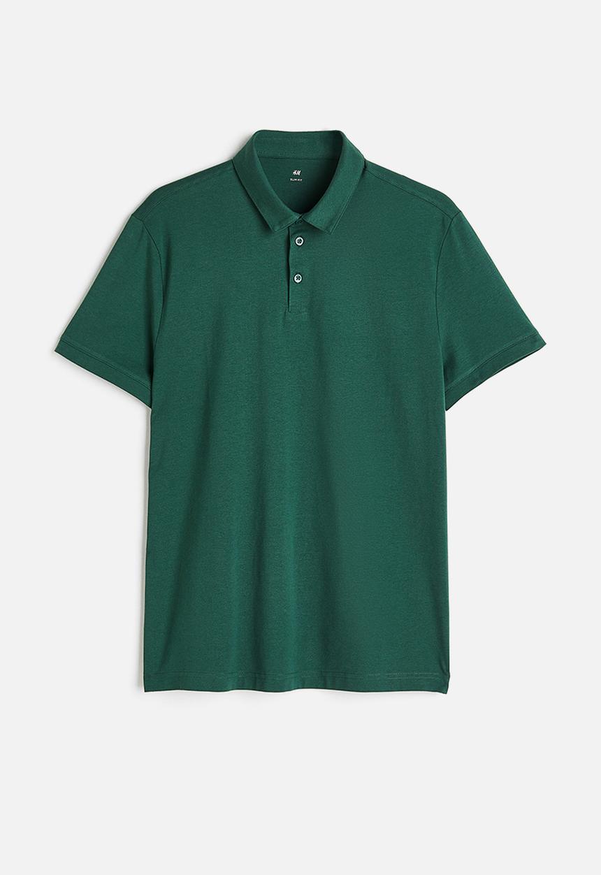 H&M - Slim fit polo shirt - dark green 