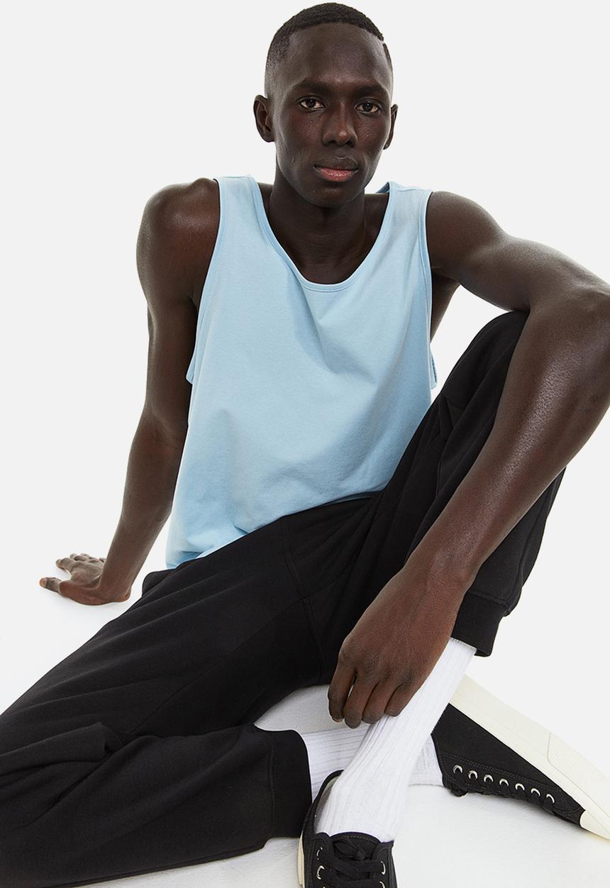 H&M - Cotton jersey vest top - light blue