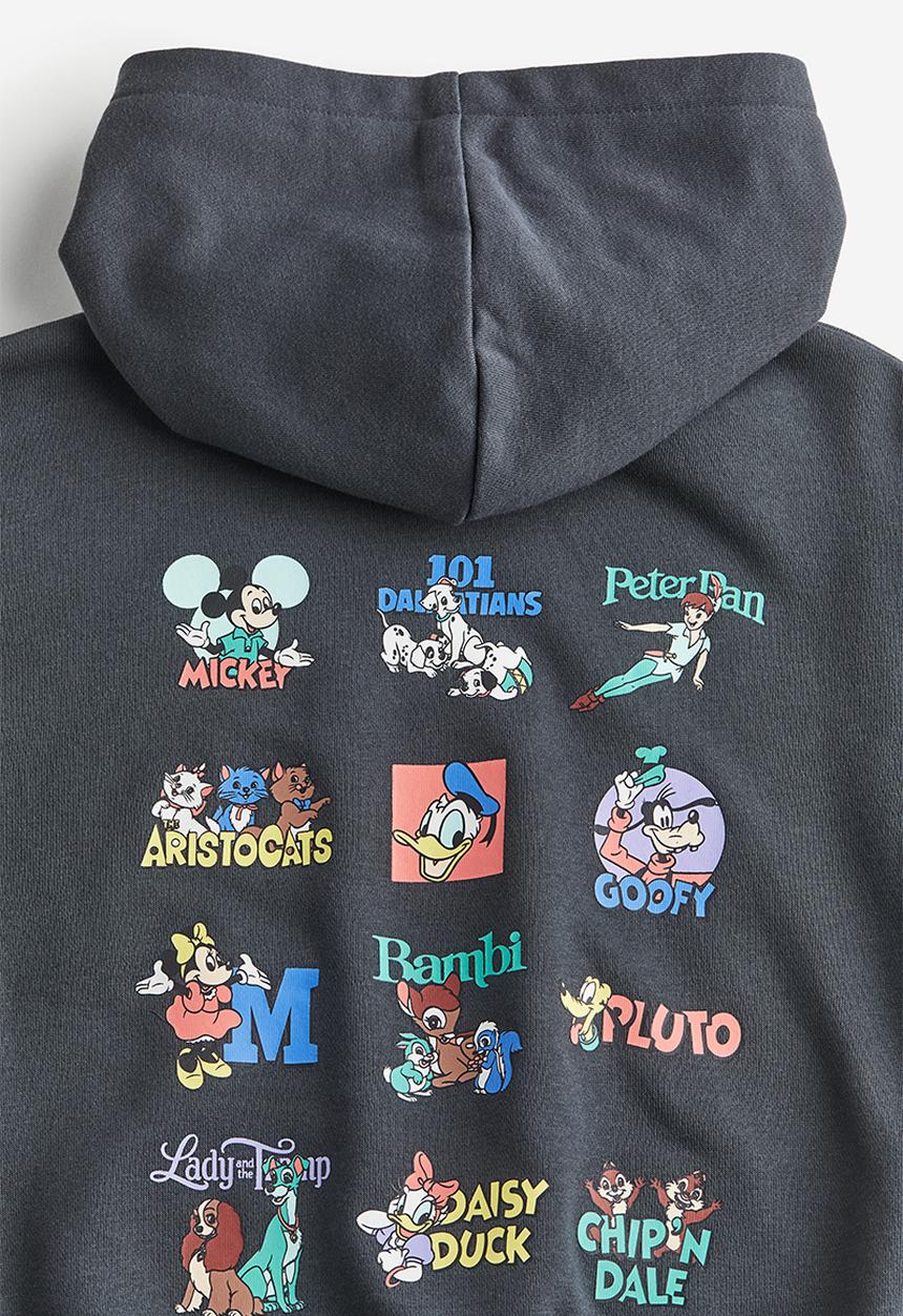 H&M - Oversized printed hoodie - dark grey disney 