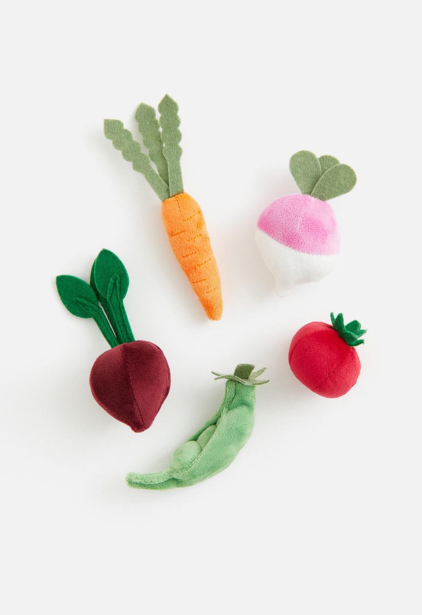 H&M - 5 Pack velour soft toys - multi-coloured vegetables