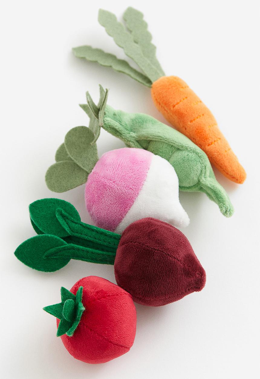H&M - 5 Pack velour soft toys - multi-coloured vegetables
