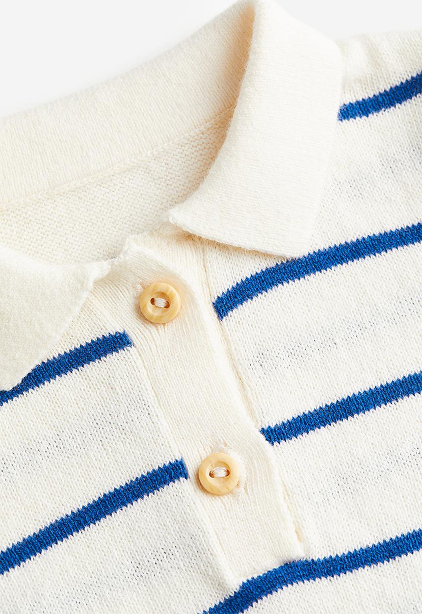H&M - Knitted polo shirt - white & blue striped 