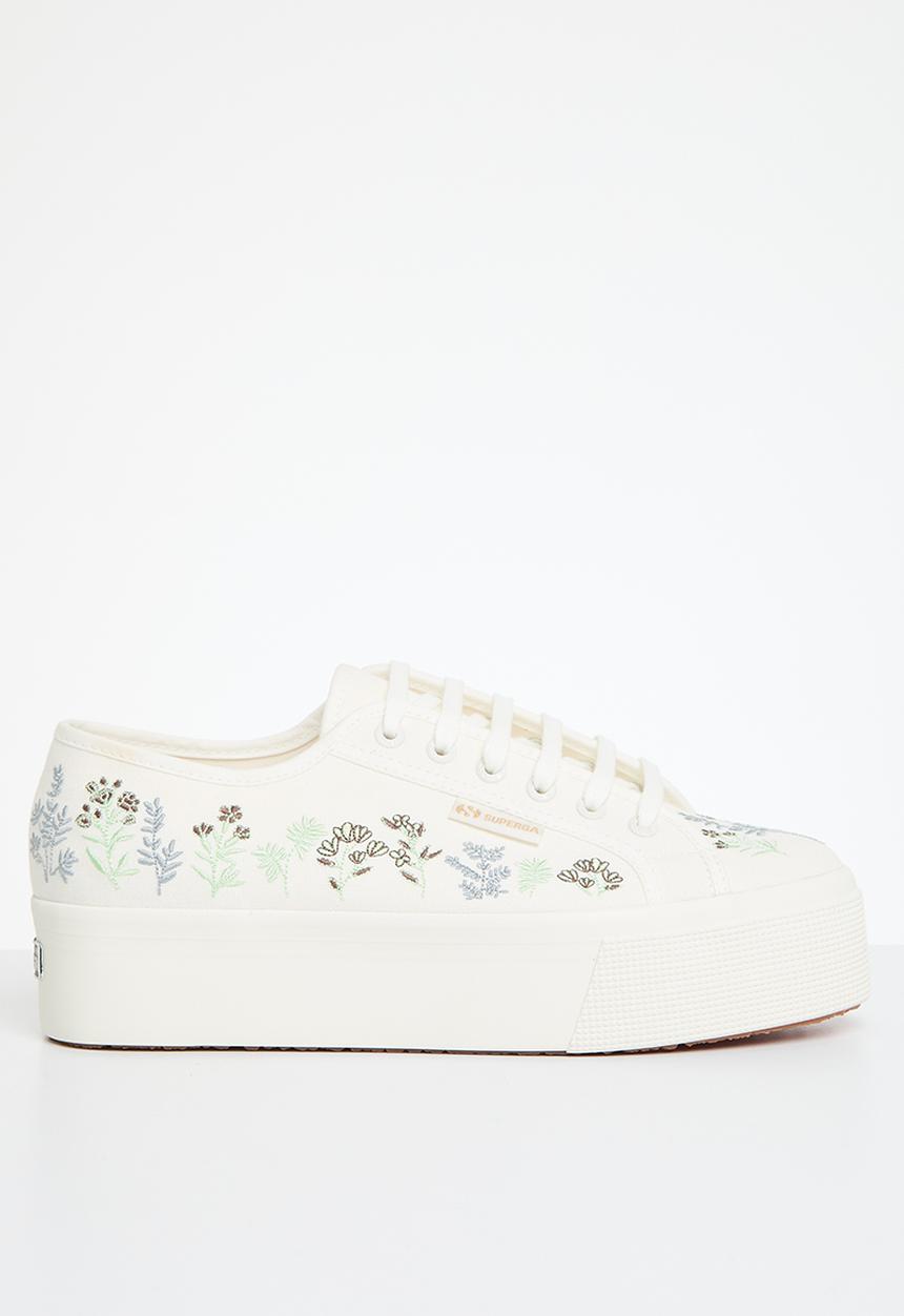 SUPERGA - 2790 flower embroidery - white florals