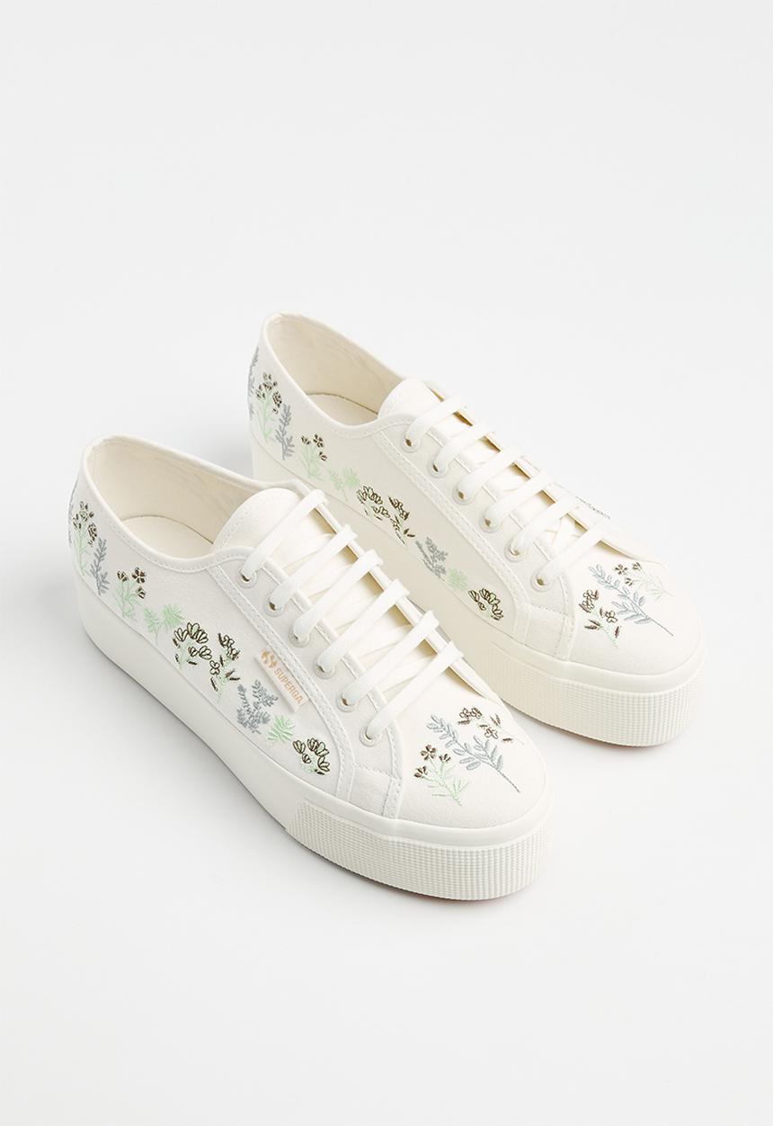 SUPERGA - 2790 flower embroidery - white florals