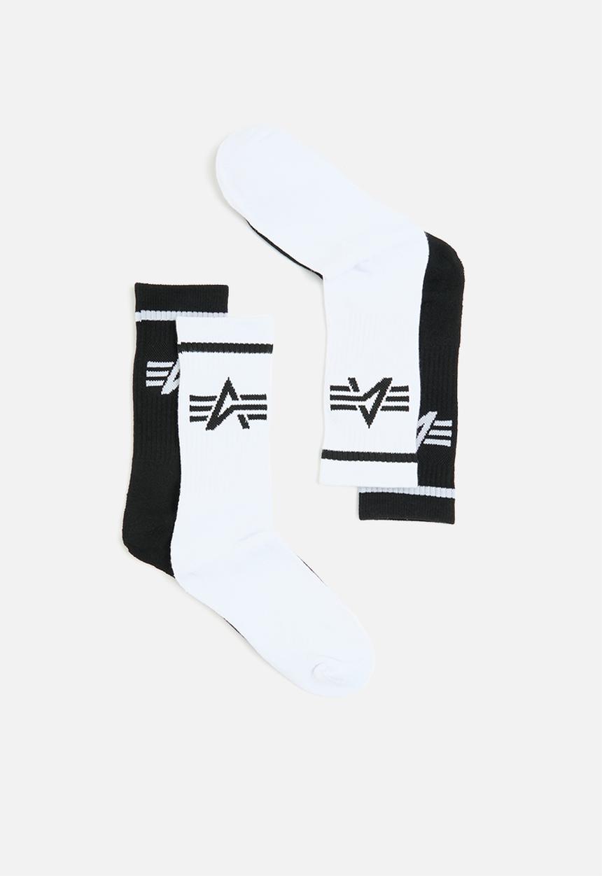 Alpha Industries - AI logo tennis socks twin pack - black & white