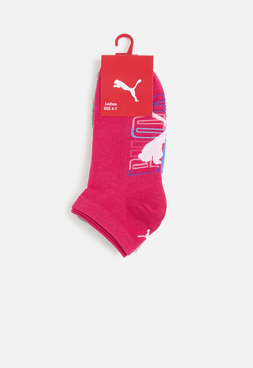 PUMA - 3 pack secret graphic socks - white/light grey heather/vivid berry
