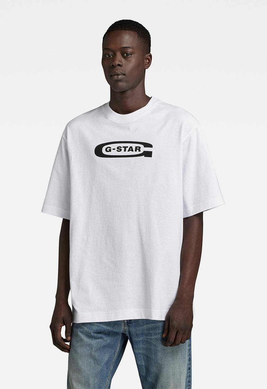 G-STAR - Old school logo boxy r t Dry jersey o - white