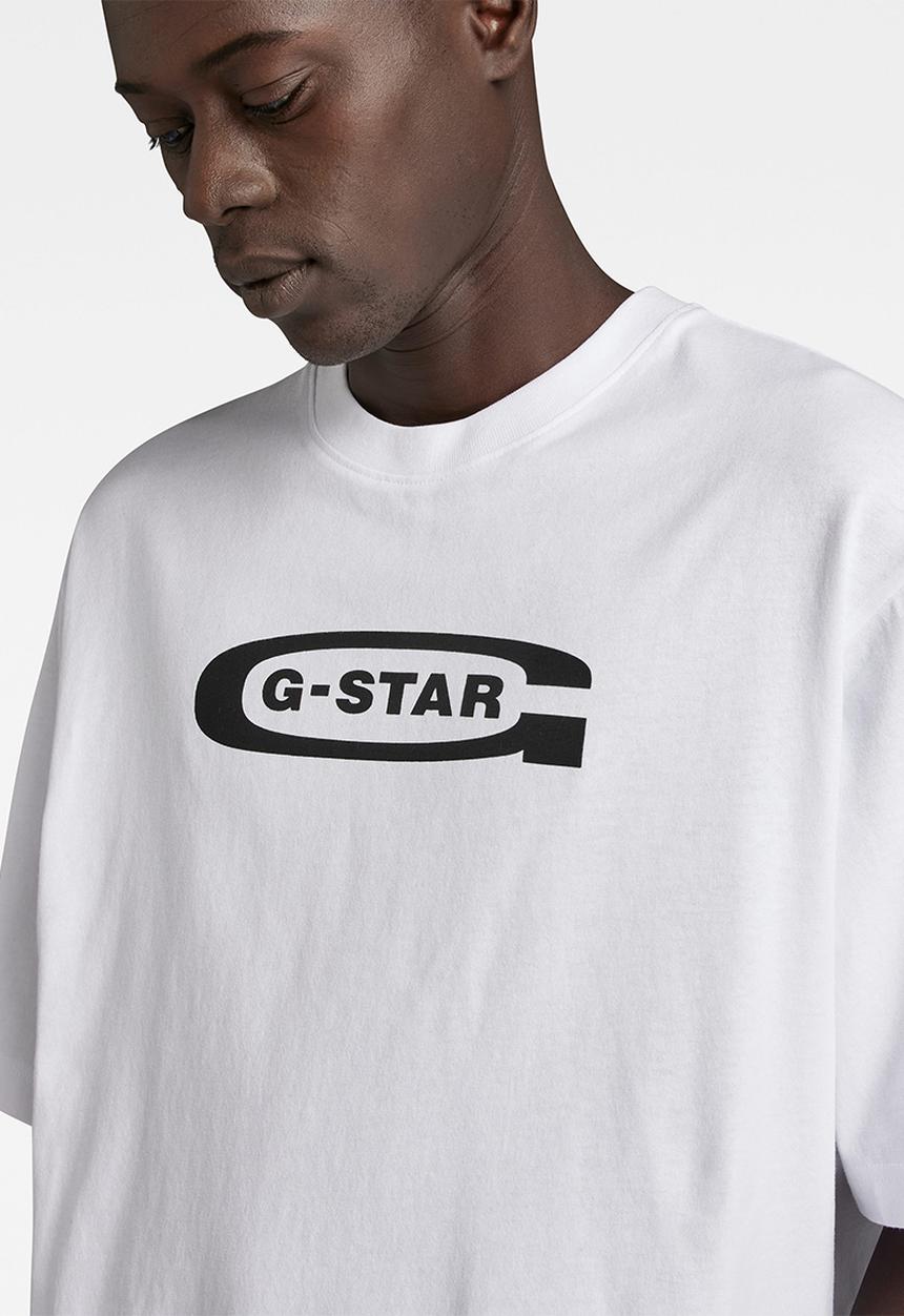 G-STAR - Old school logo boxy r t Dry jersey o - white