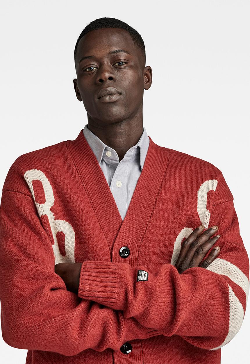 G-STAR - Holiday cardigan loose knit Giolly knit - burned red