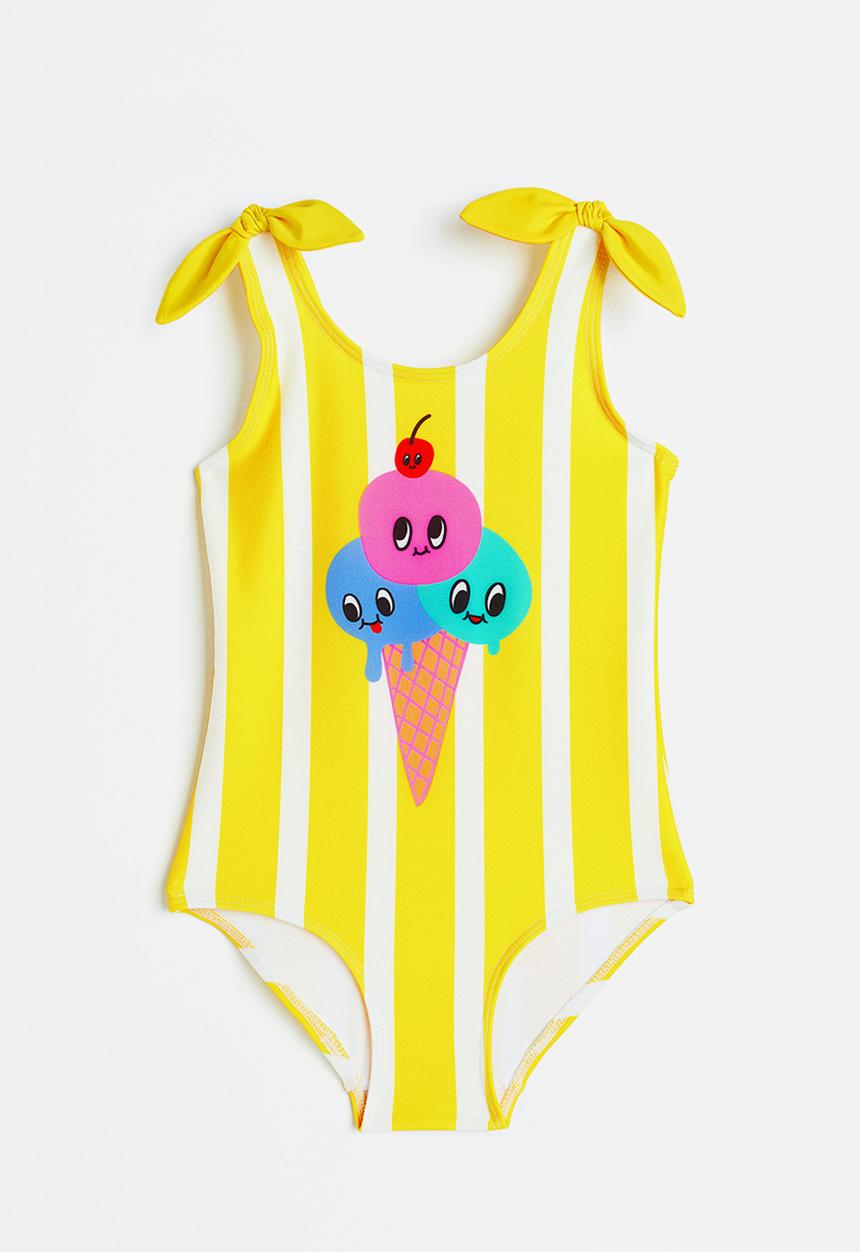 H&M - Patterned swimsuit - yellow striped