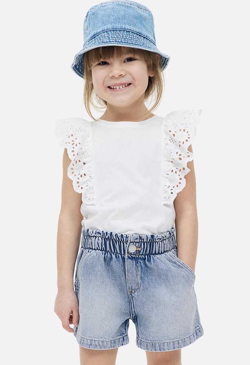 H&M - Loose fit denim shorts - light denim blue