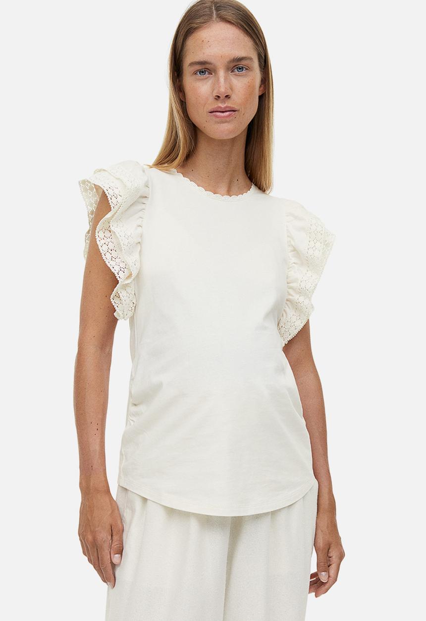 H&M - Mama flutter-sleeved top - natural white