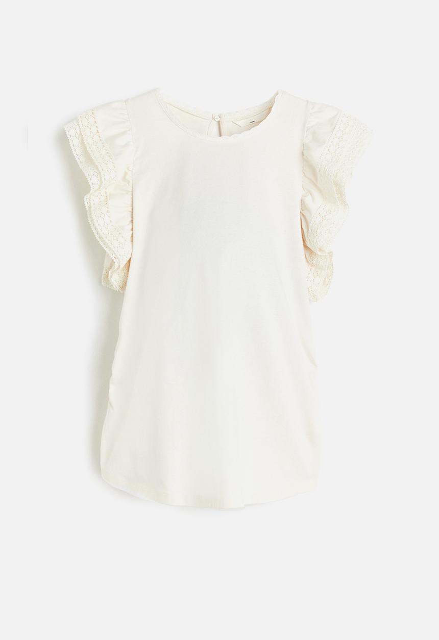 H&M - Mama flutter-sleeved top - natural white