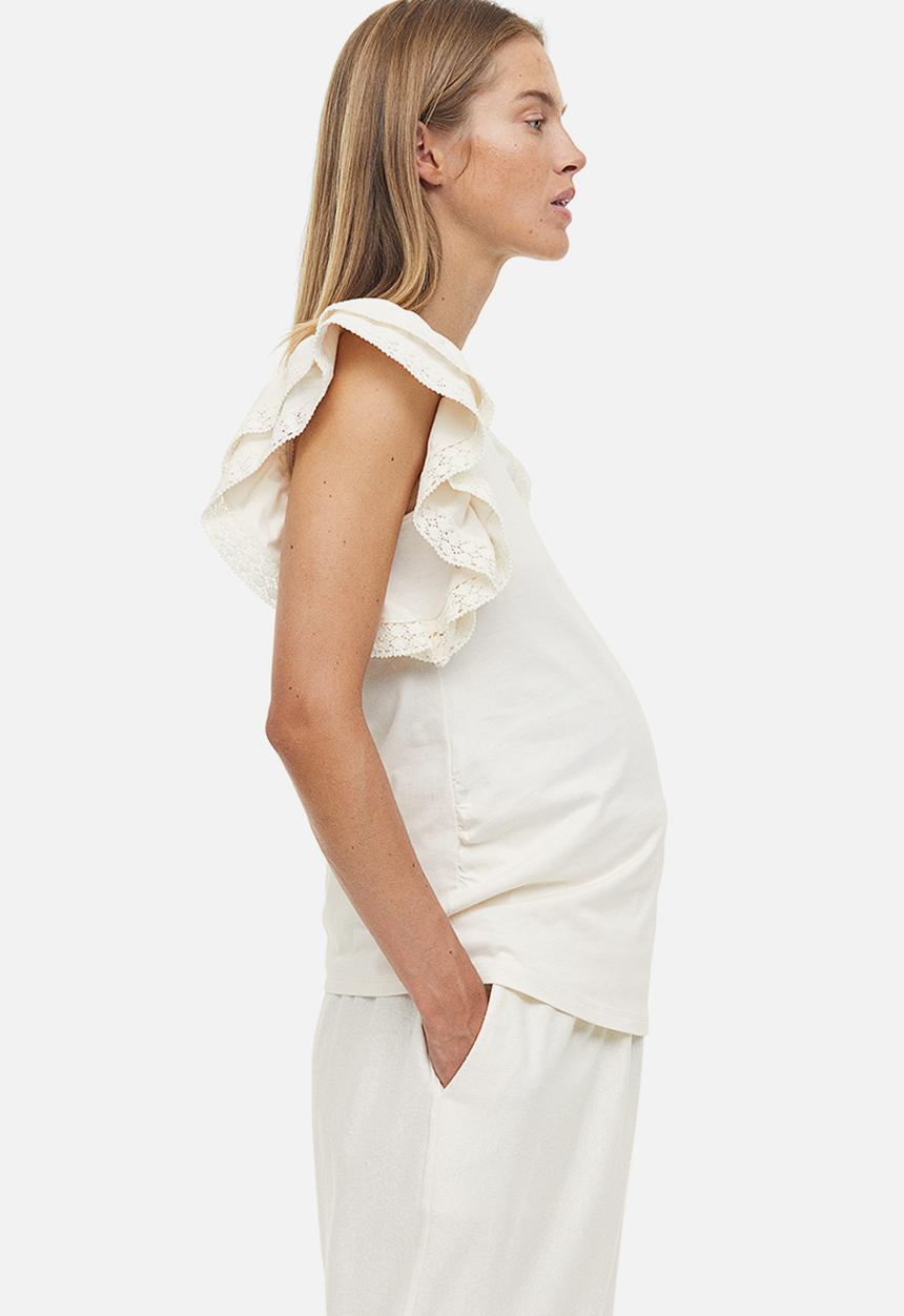 H&M - Mama flutter-sleeved top - natural white