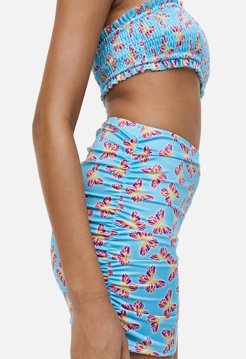 H&M - Gathered swim skirt - turquoise butterflies