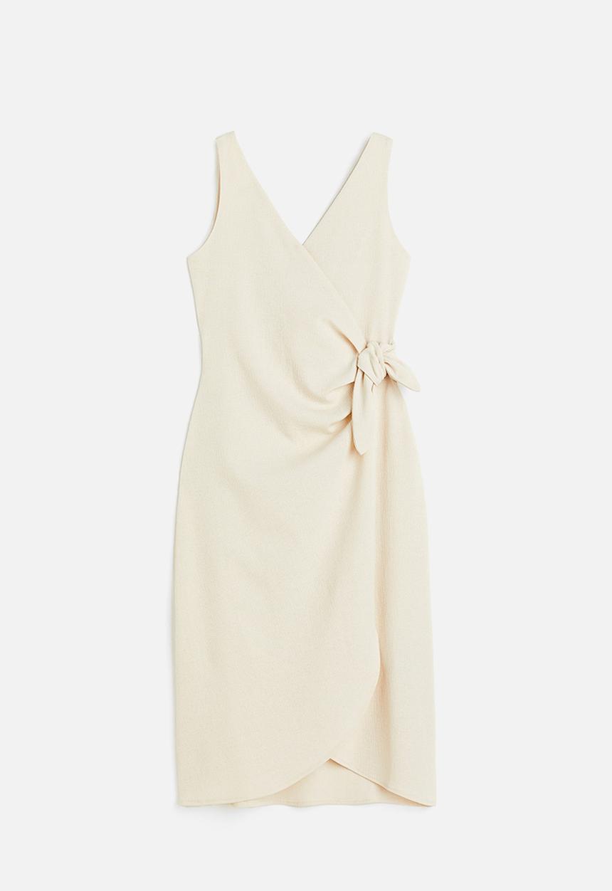 H&M - V-neck wrap dress - cream