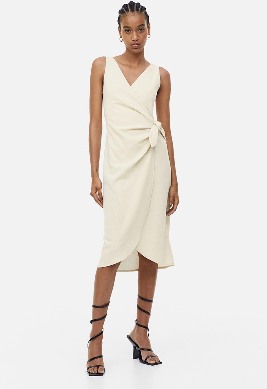H&M - V-neck wrap dress - cream