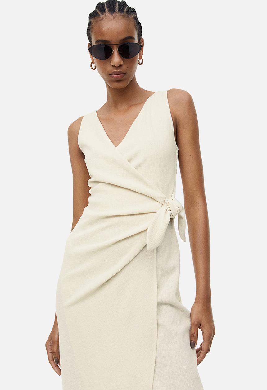 H&M - V-neck wrap dress - cream