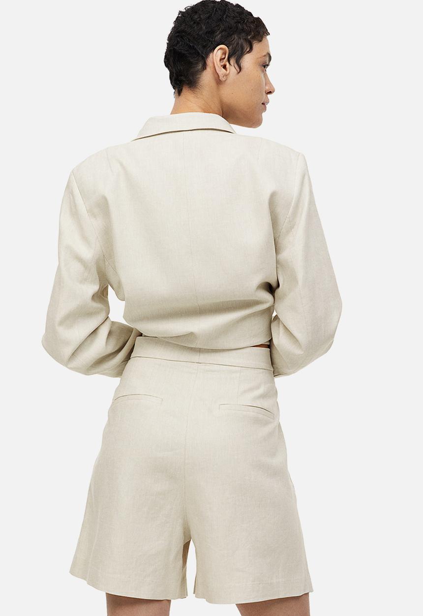 H&M - Linen-blend shorts - light beige 