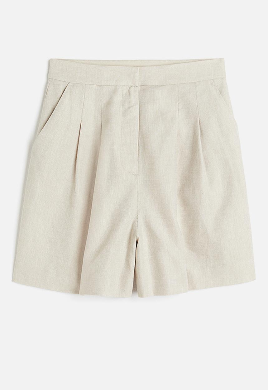 H&M - Linen-blend shorts - light beige 
