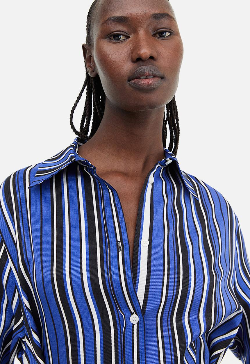 H&M - Tie-detail shirt dress - blue striped