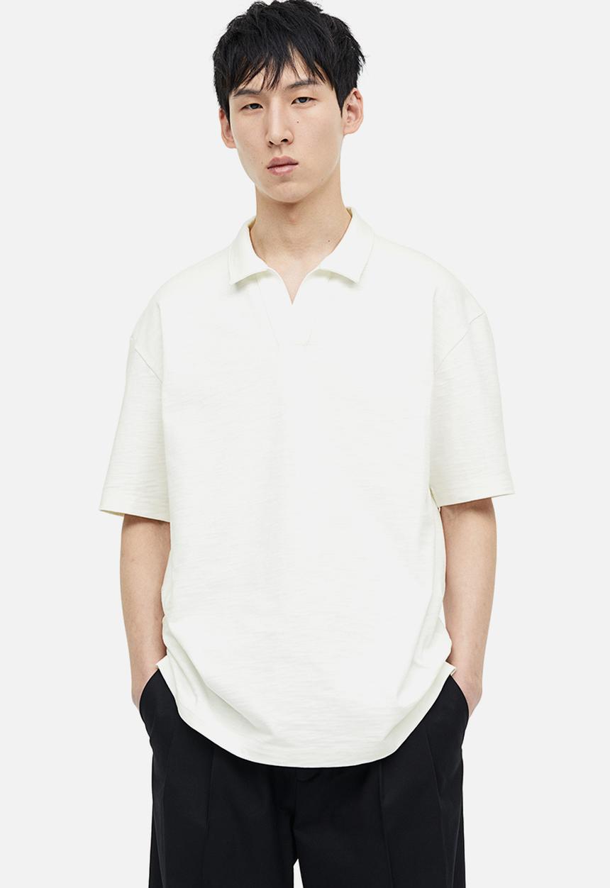 H&M - Relaxed fit cotton polo shirt - white