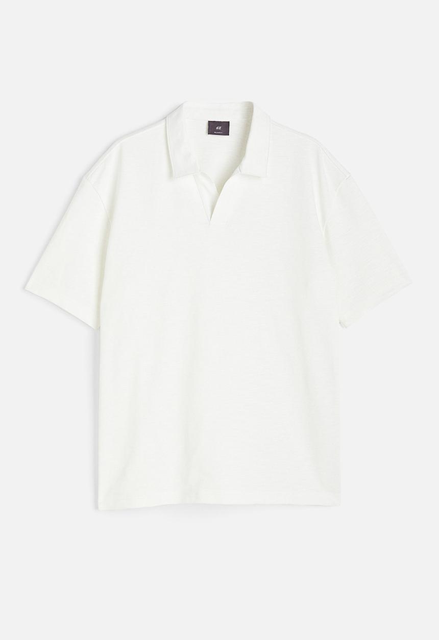 H&M - Relaxed fit cotton polo shirt - white