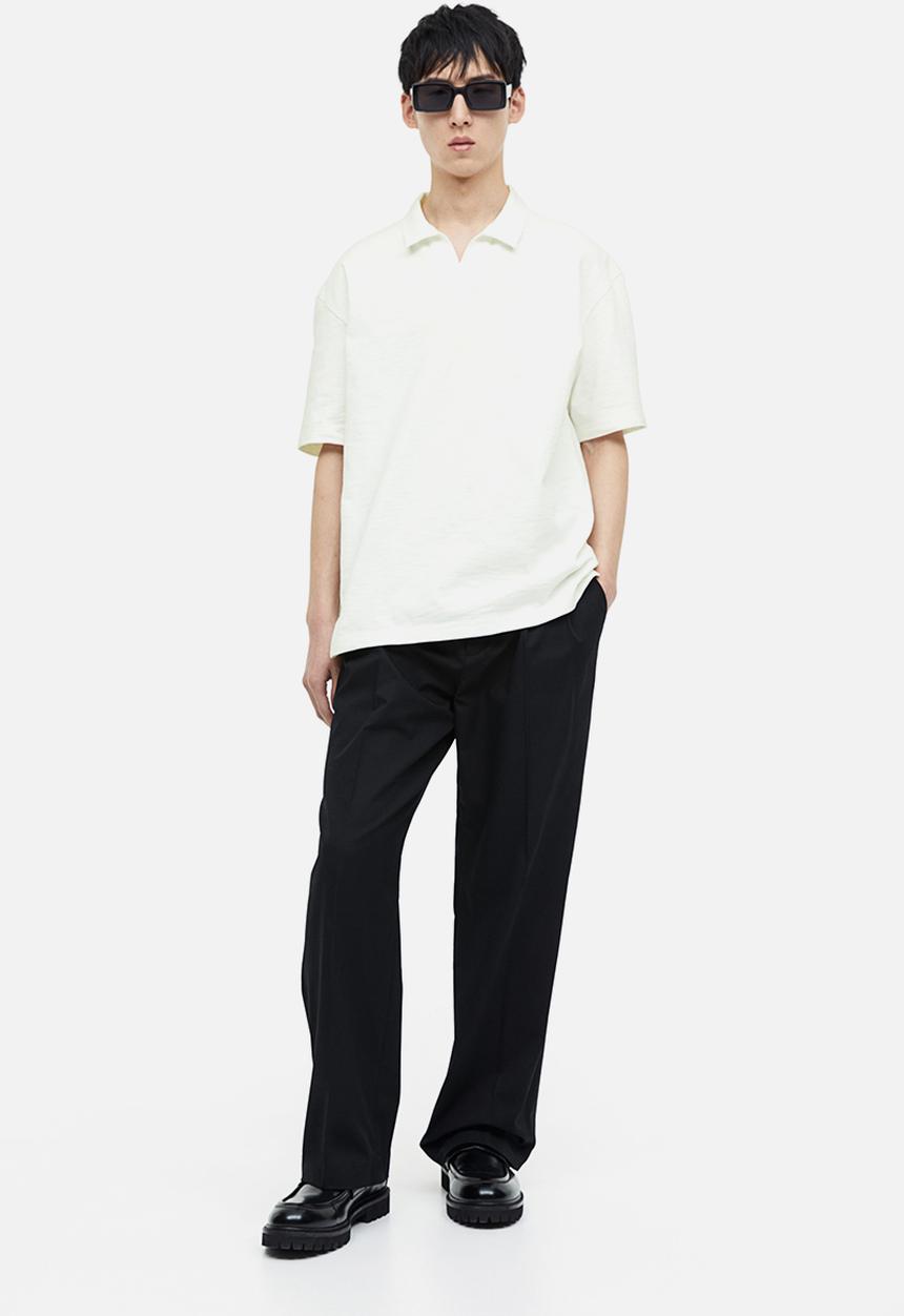 H&M - Relaxed fit cotton polo shirt - white