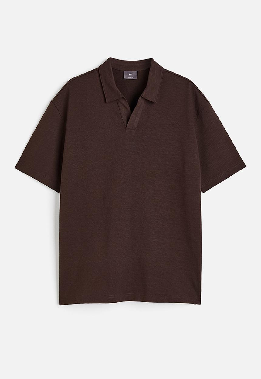 H&M - Relaxed fit cotton polo shirt - dark brown
