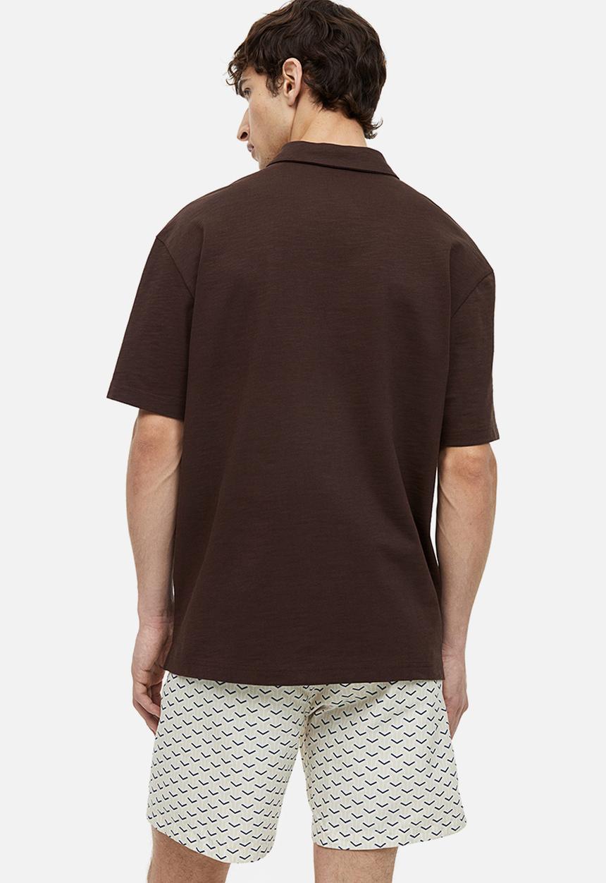 H&M - Relaxed fit cotton polo shirt - dark brown
