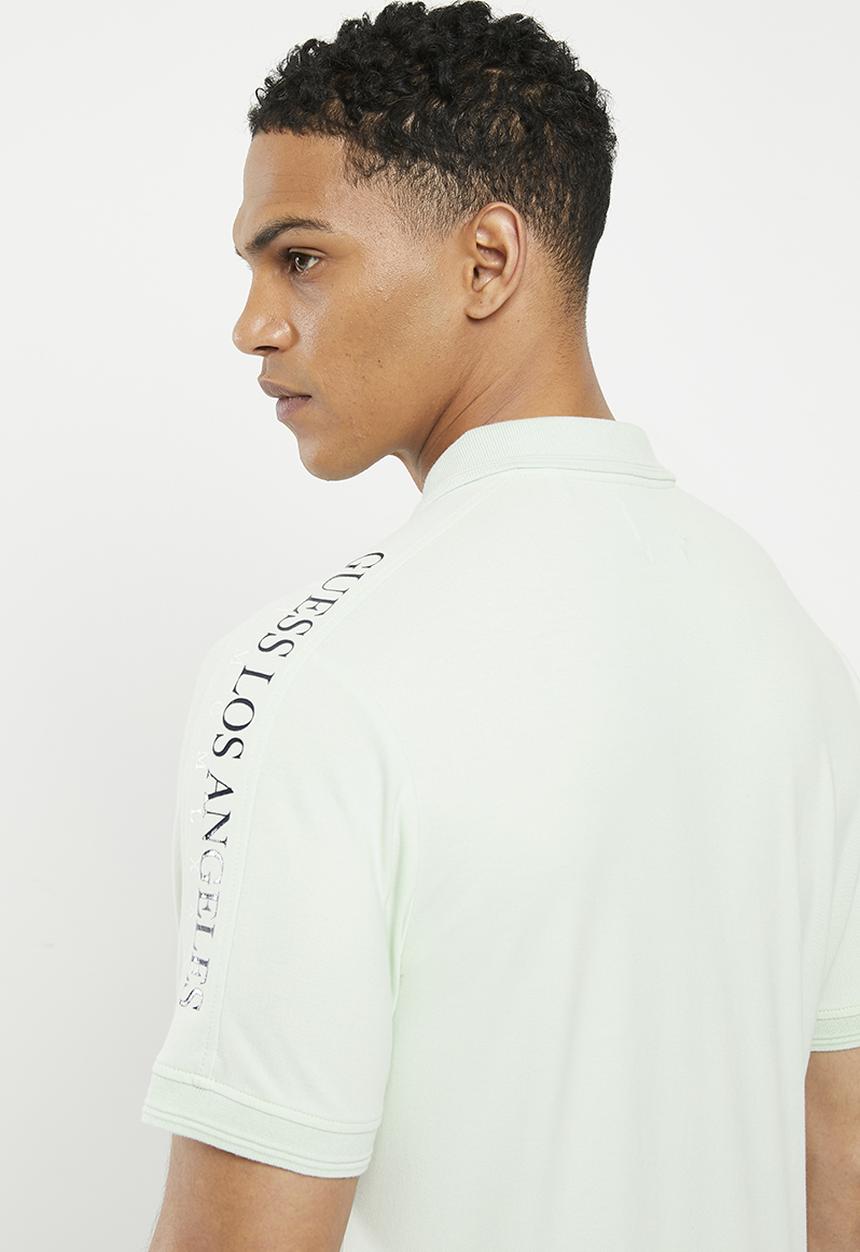 GUESS - Short sleeve logo on sleeve polo - soft mint
