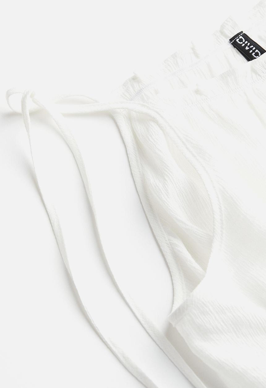 H&M - Tie-strap frill-trimmed top - white