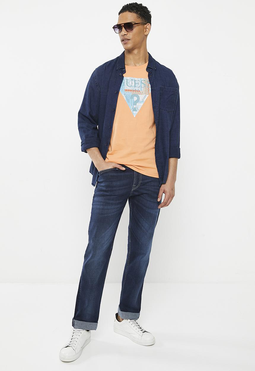 GUESS - Short sleeve bsc mosaic tri logo tee - sweet peach