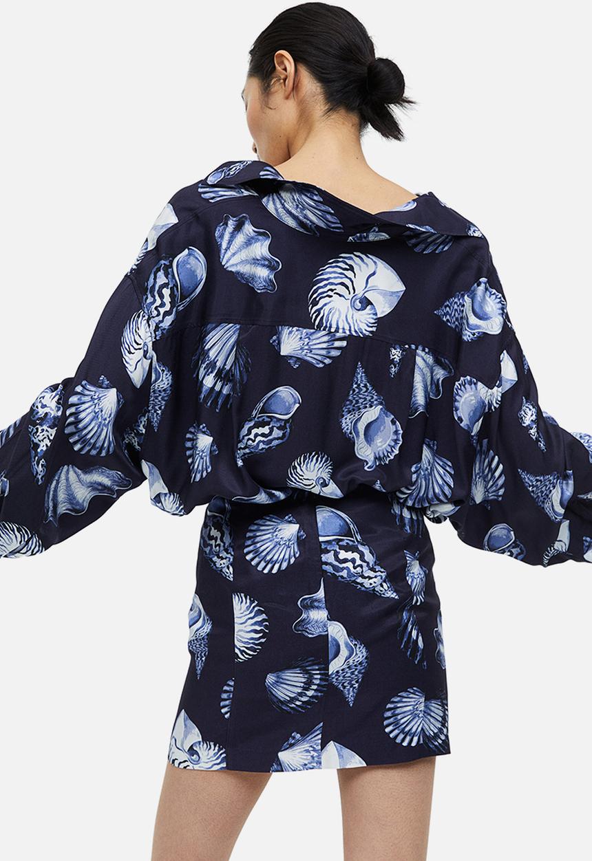 H&M - Mini skirt - navy blue seashells 