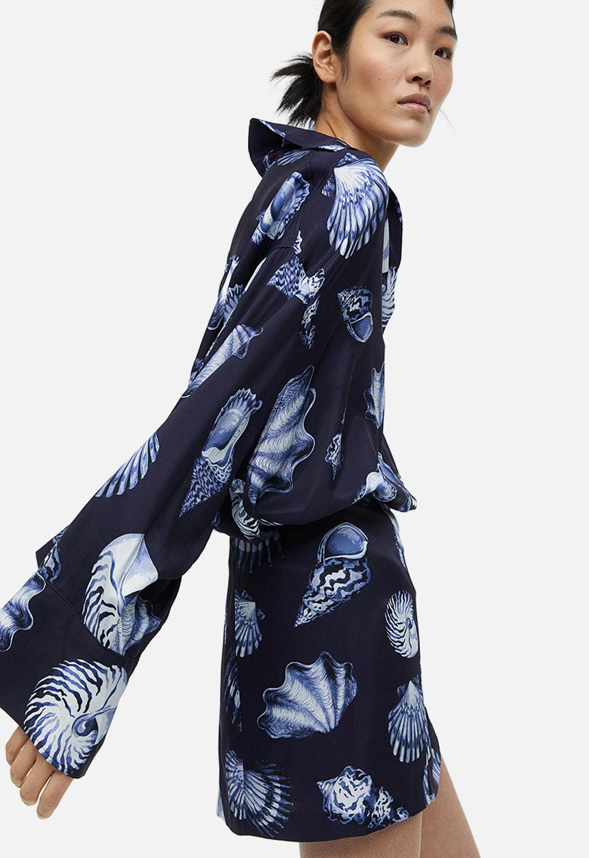 H&M - Mini skirt - navy blue seashells 