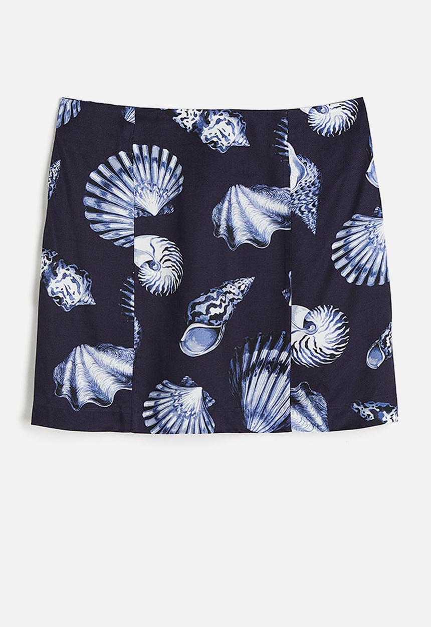 H&M - Mini skirt - navy blue seashells 