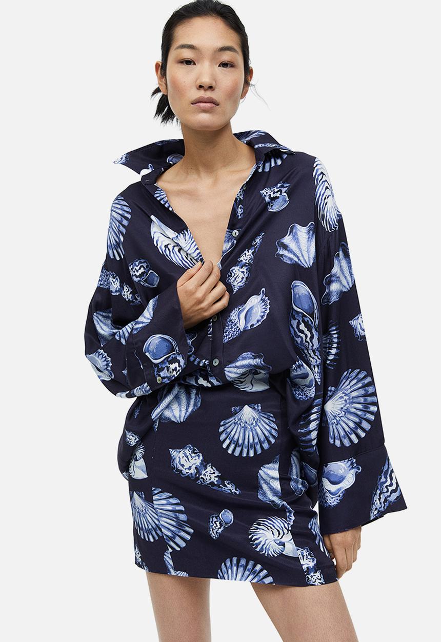 H&M - Mini skirt - navy blue seashells 